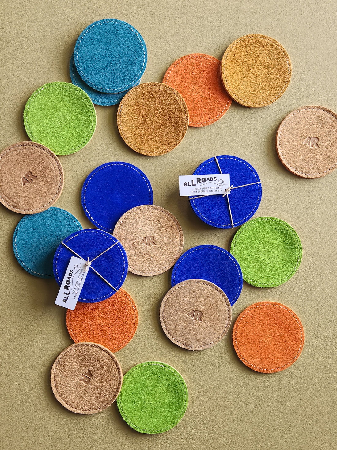 Suede Coasters Set - Lime