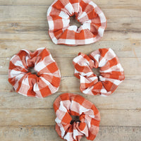 Cotton Scrunchie - Orange Check