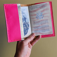 Leather Passport Case - Pink