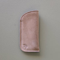 Suede Eyeglass Case - Taupe/Cobalt