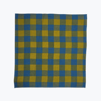 Acid green and medium blue chunky gingham cloth napkin.