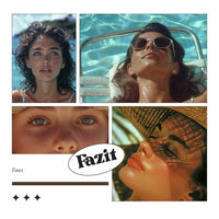Collage of a woman by a pool with close-up shots and 'Fazit' branding.