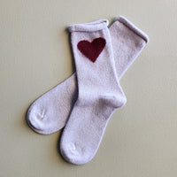 Heart Cashmere Crew Sock - Beige