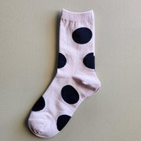 Pinky-cream women's crew sock with large