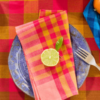 Grid Napkin Pair - Coral