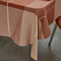 Tablecloth with a checkered pattern on a table