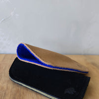 Suede Eyeglass Case - Taupe/Cobalt