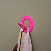 Single Tab Wall Hook - Fluro Pink Gloss