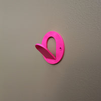 Single Tab Wall Hook - Fluro Pink Gloss