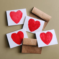 Block Print Note Card - Heart