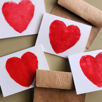 Block Print Note Card - Heart