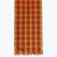 Orange and red plaid table runner