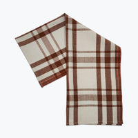 Brown and cream plaid cotton tea towel.