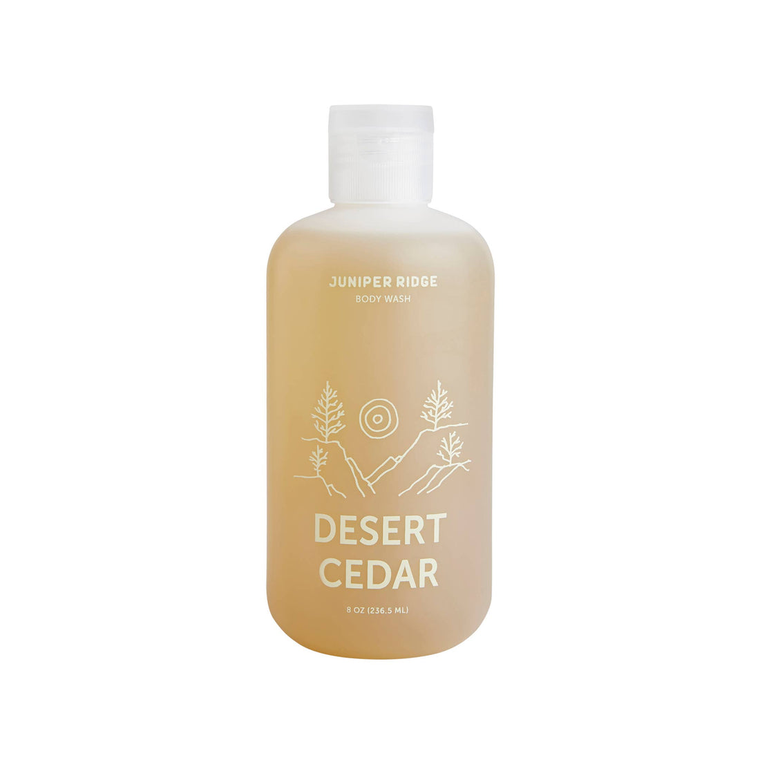 Bottle of Juniper Ridge Desert Cedar body wash on a white background