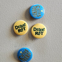 Three buttons with text 'Desert Rat' and 'Cactus Cooler' on a gray background