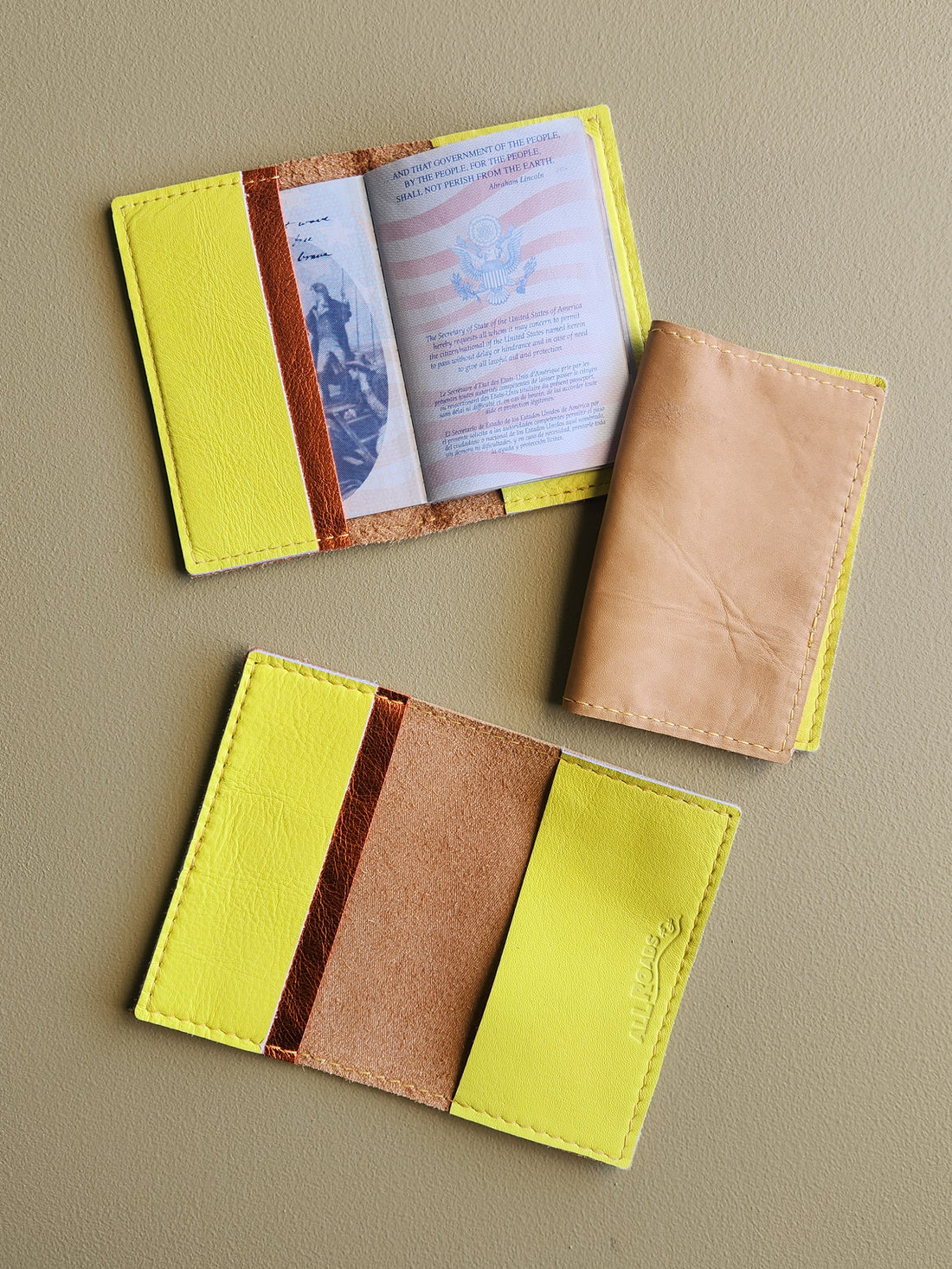 Leather Passport Case - Chartreuse