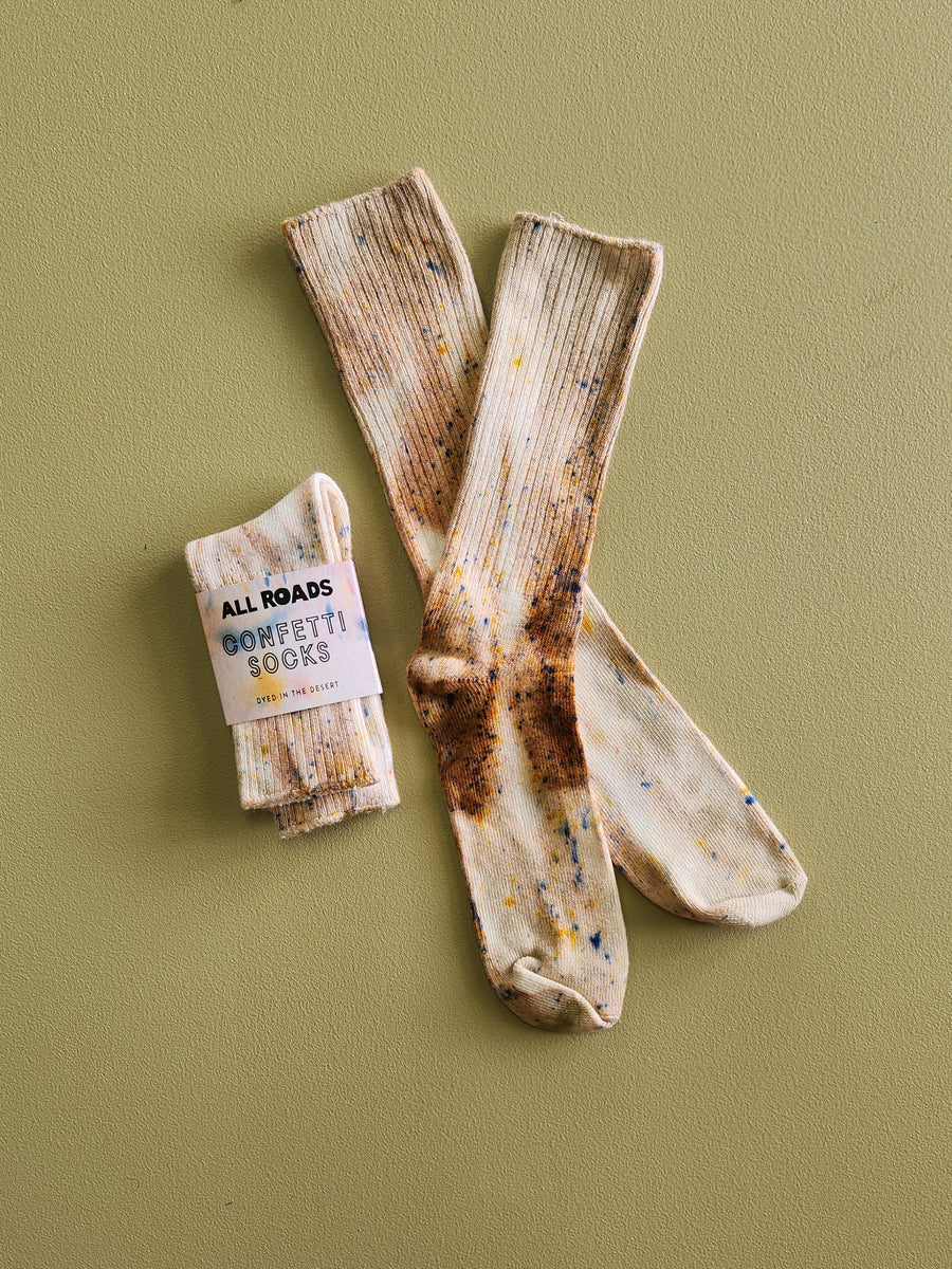 neutral sand tie dyed socks