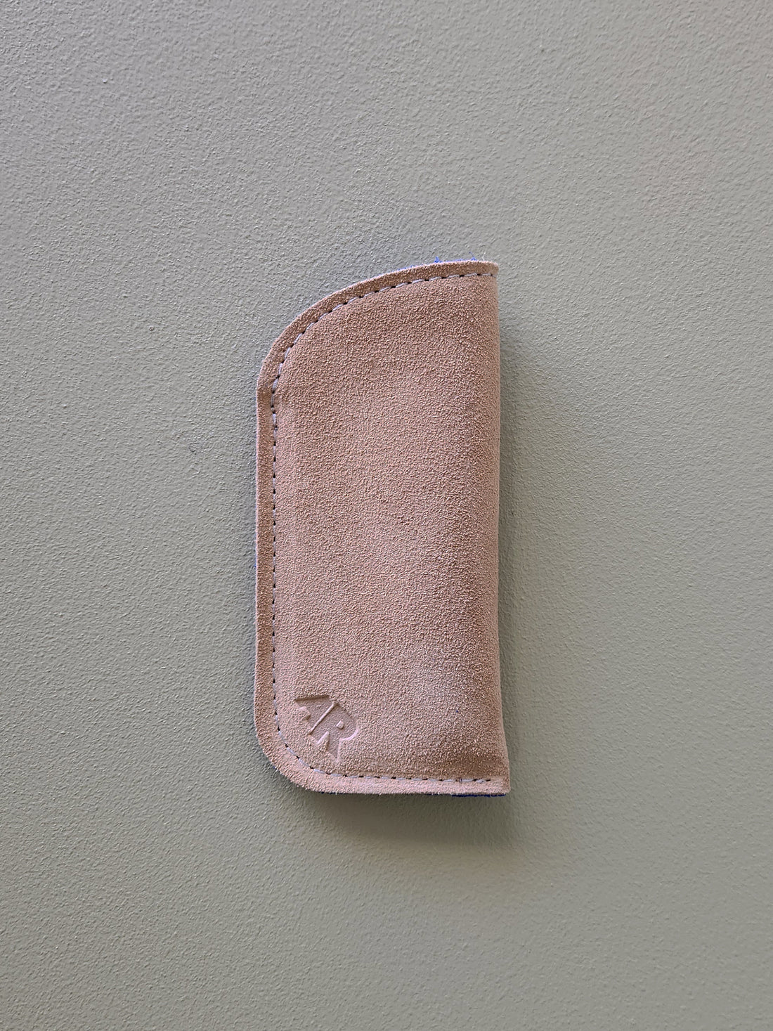 Suede Eyeglass Case - Taupe/Cobalt