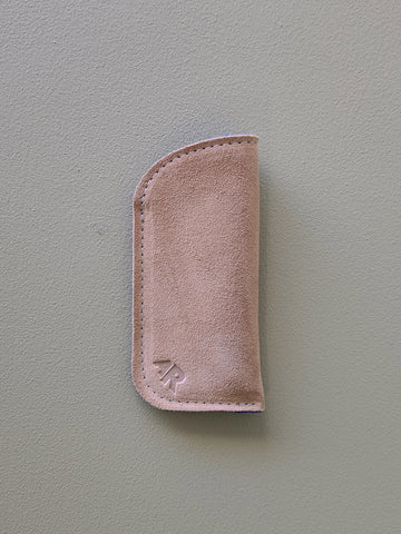 Suede Eyeglass Case - Taupe/Cobalt