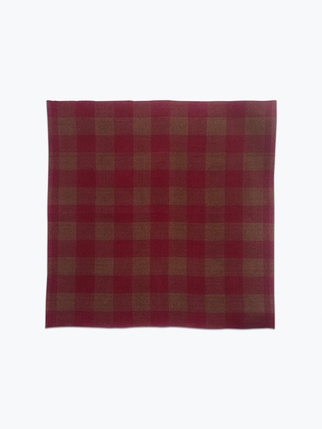 Deep wine and brown checkered fabric on a white background