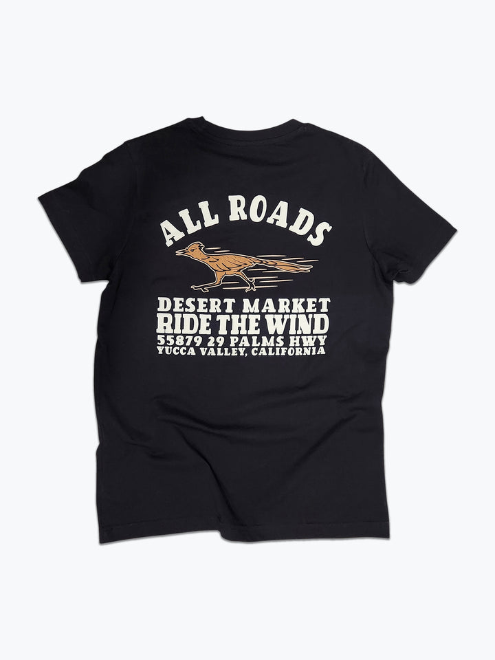 Black T-shirt with Roadrunner illustration on the back.