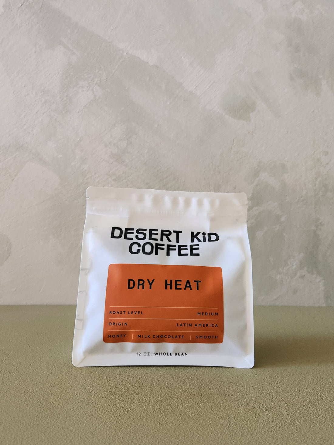Desert Kid Coffee package on a neutral background