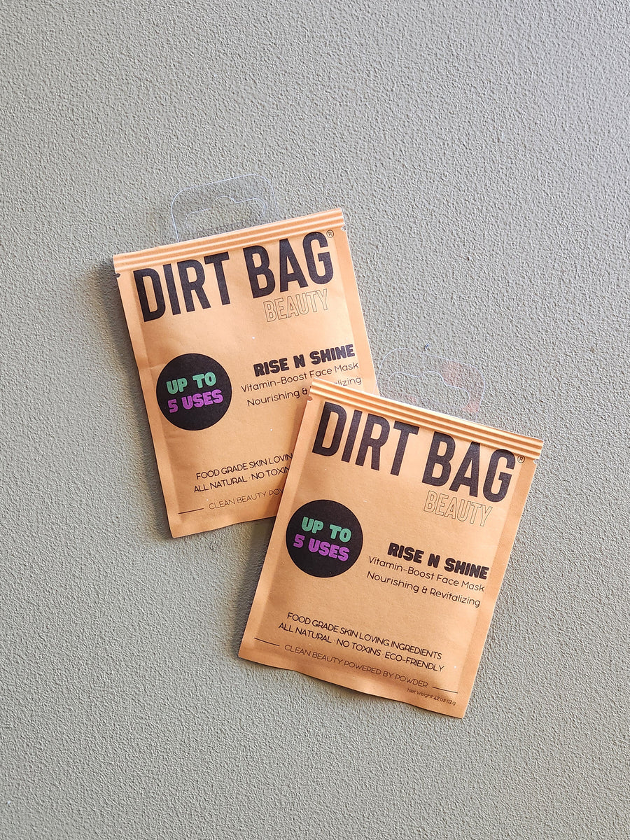 Two 'Dirt Bag' packaging on a gray background
