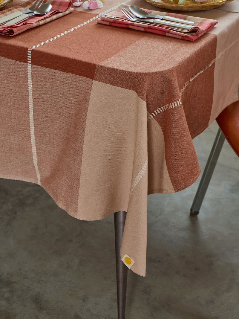 Tablecloth with a checkered pattern on a table
