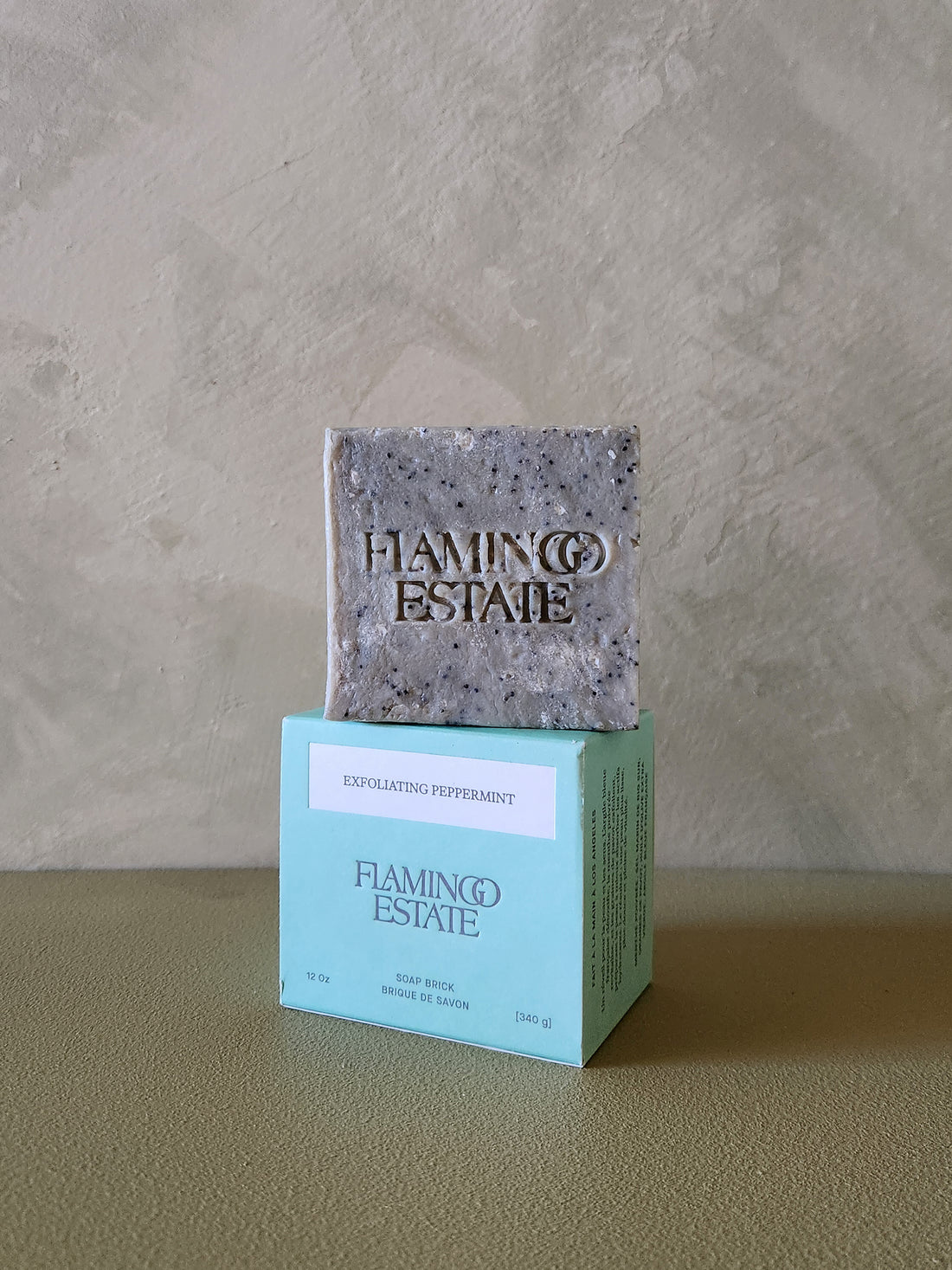 Bar of soap on a box with &