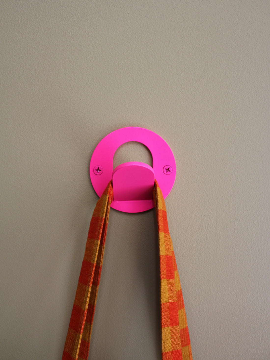 Single Tab Wall Hook - Fluro Pink Gloss