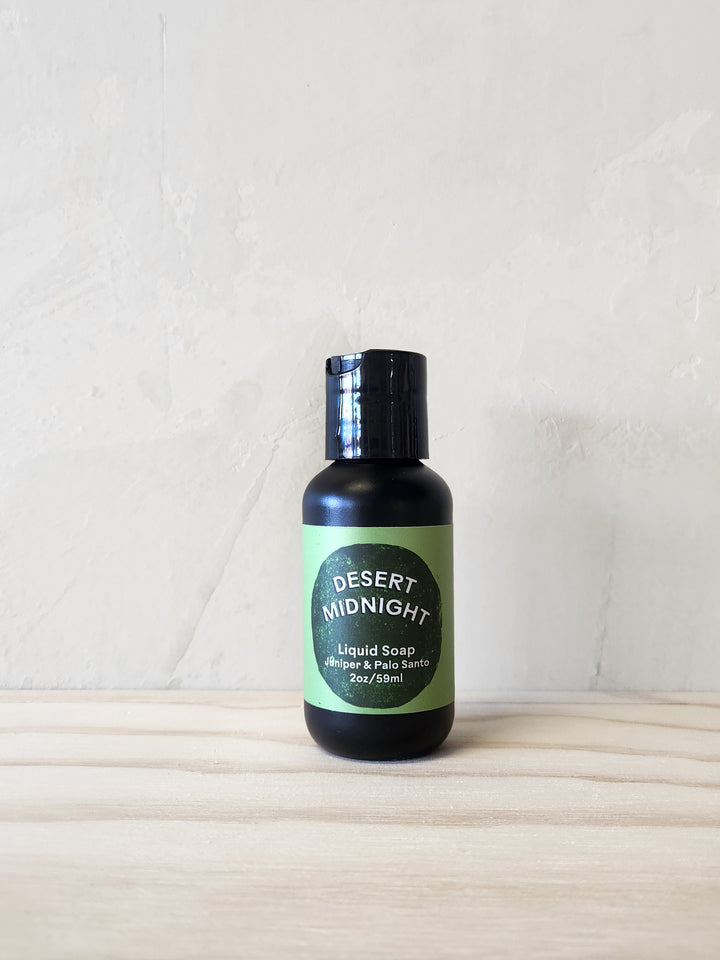 2oz bottle of liquid soap blended with essential oils. the scent is juniiper and palo santo.