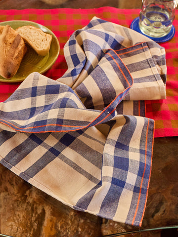 Cotton Tea Towel - Navy Plaid