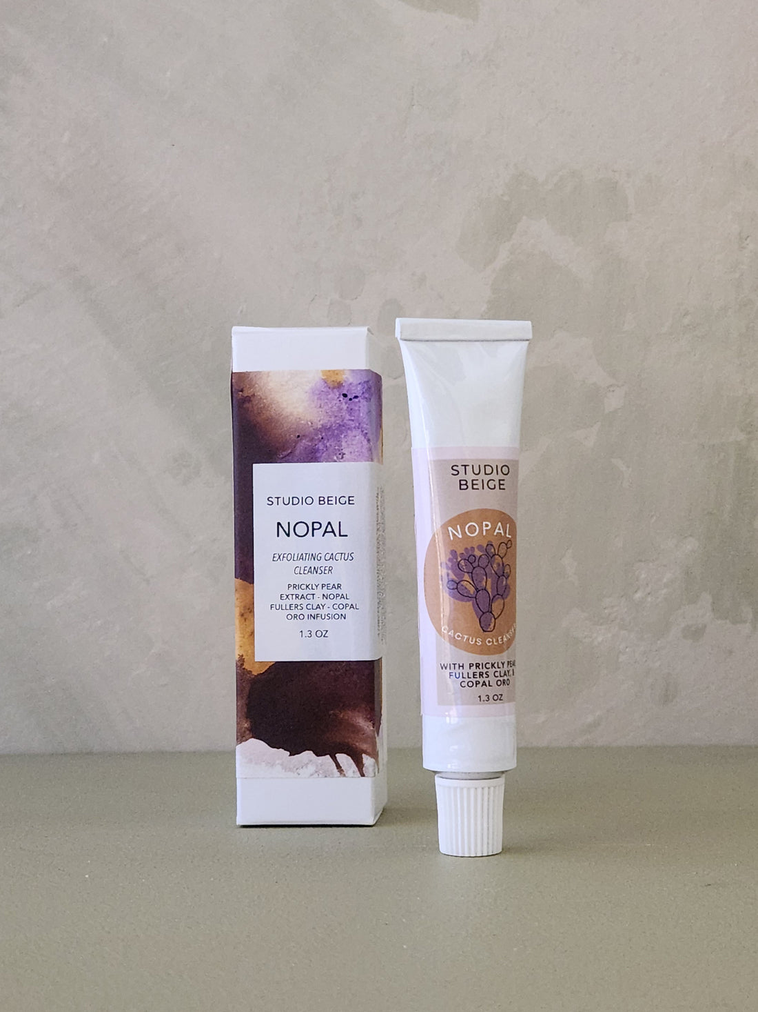 Studio Beige Nopal skincare product packaging on a neutral background