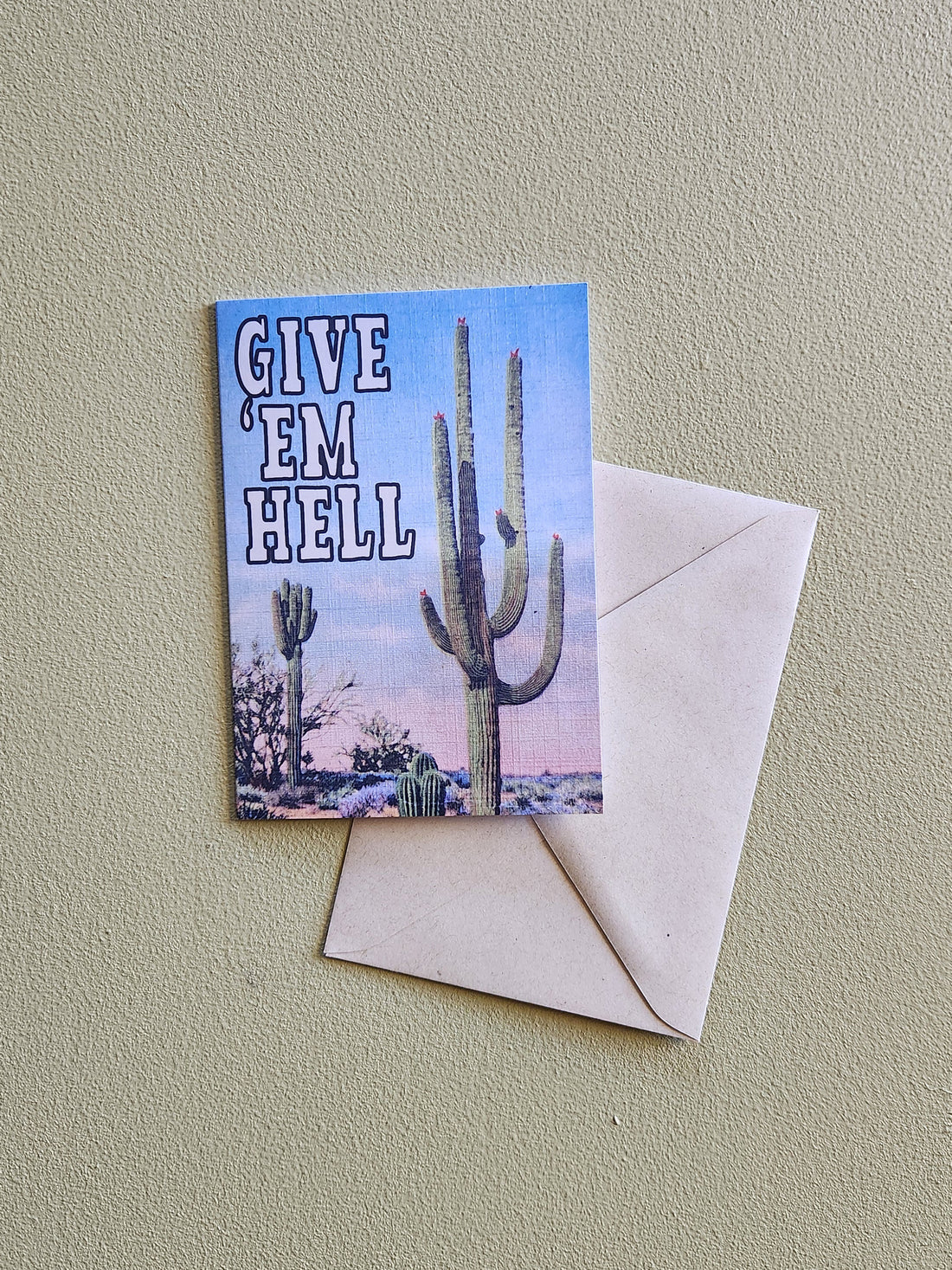Greeting card with cactus image and &