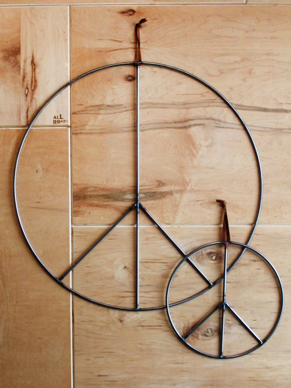 Peace Sign Hanging - 24" Raw Steel
