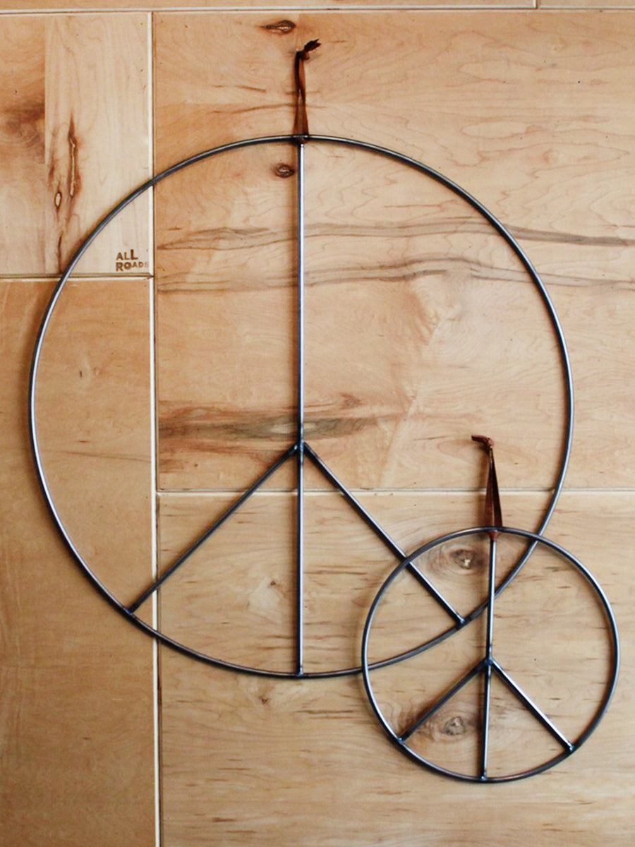 Peace Sign Hanging - 24" Raw Steel