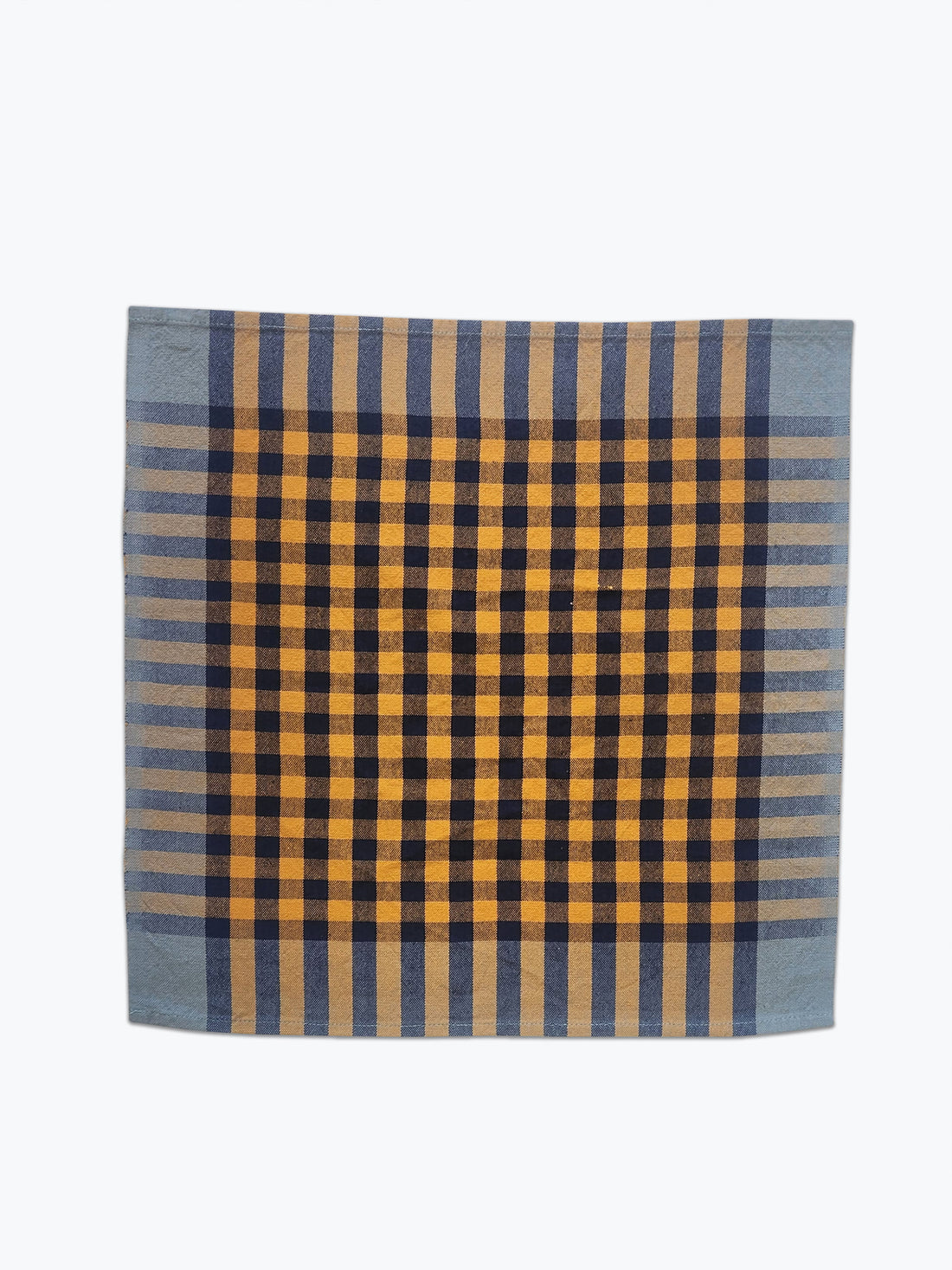 navy and ochre plaid gingham napkin.