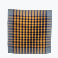 navy and ochre plaid gingham napkin.