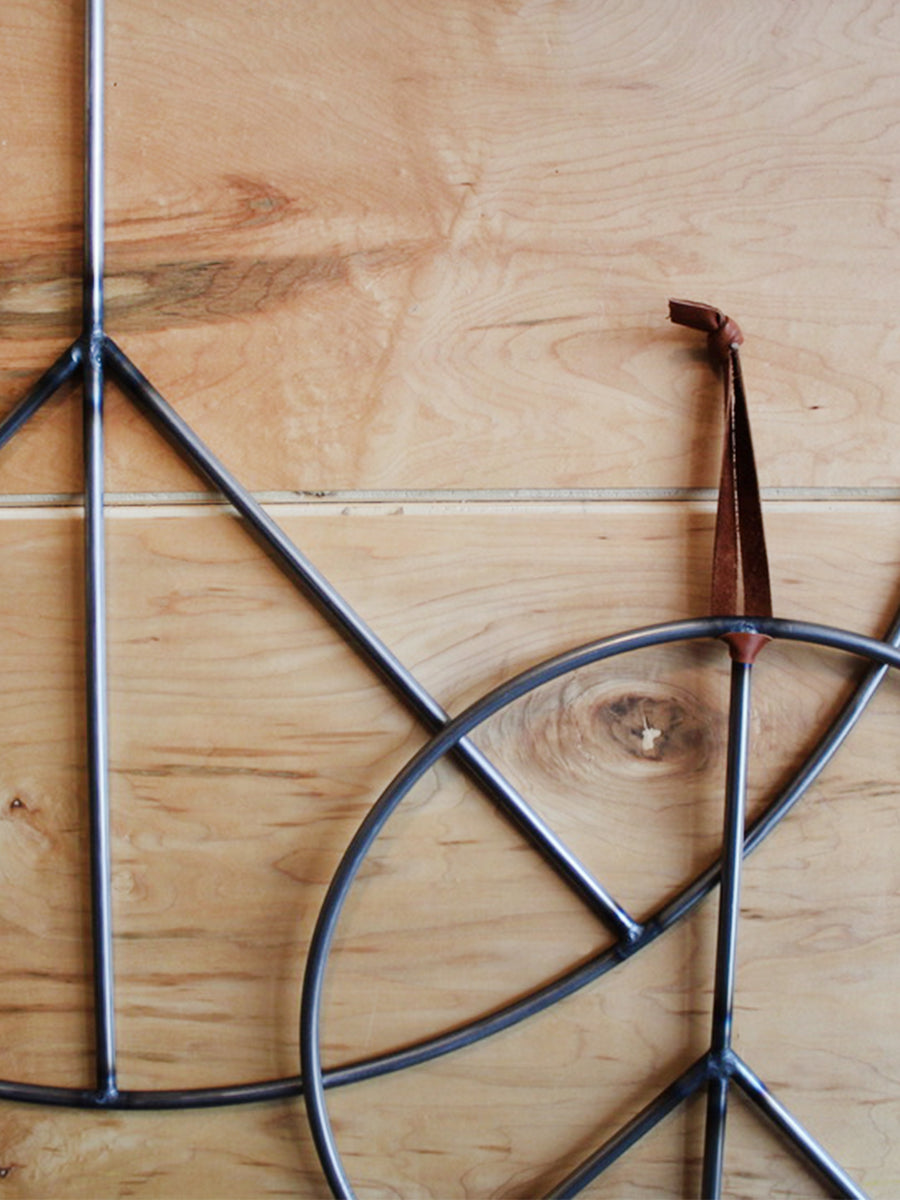 Peace Sign Hanging - 30" Raw Steel