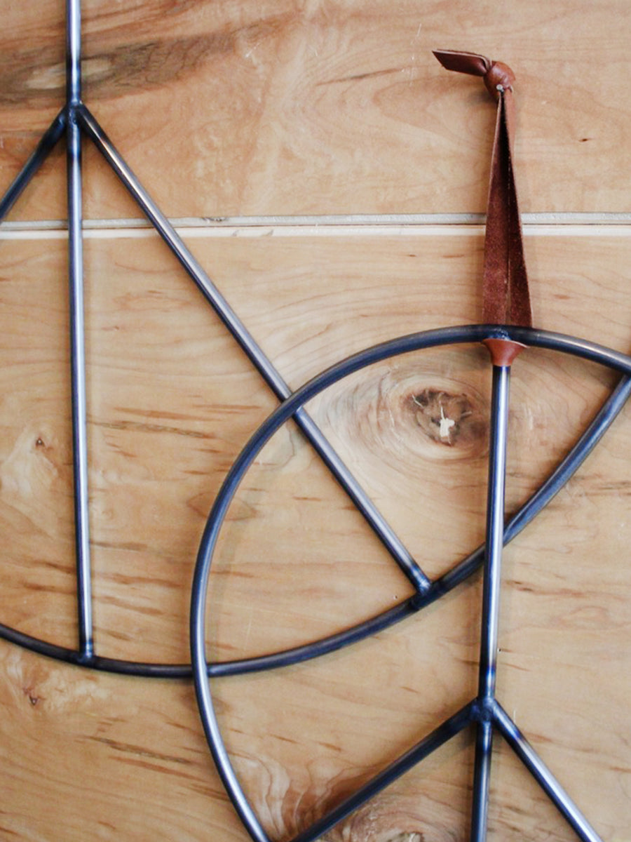 Peace Sign Hanging - 30" Raw Steel
