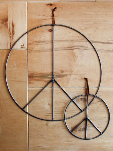 Peace Sign Hanging - 30" Raw Steel